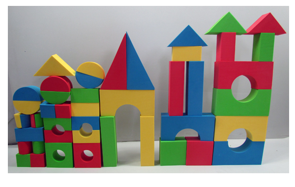 Colourful foam building block